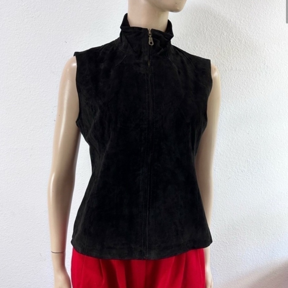 Vintage Mark alan black leather sleeveless jacket size:S